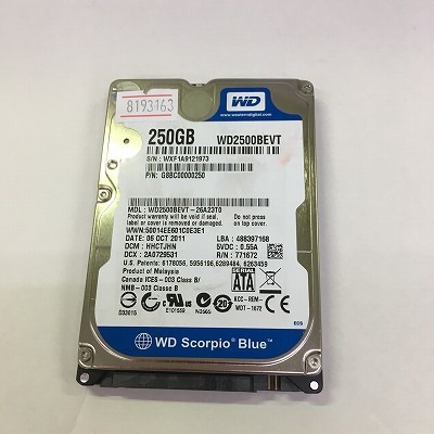 WesternDigital WD2500BPVTの激安通販(詳細情報) - パソコンショップパウ